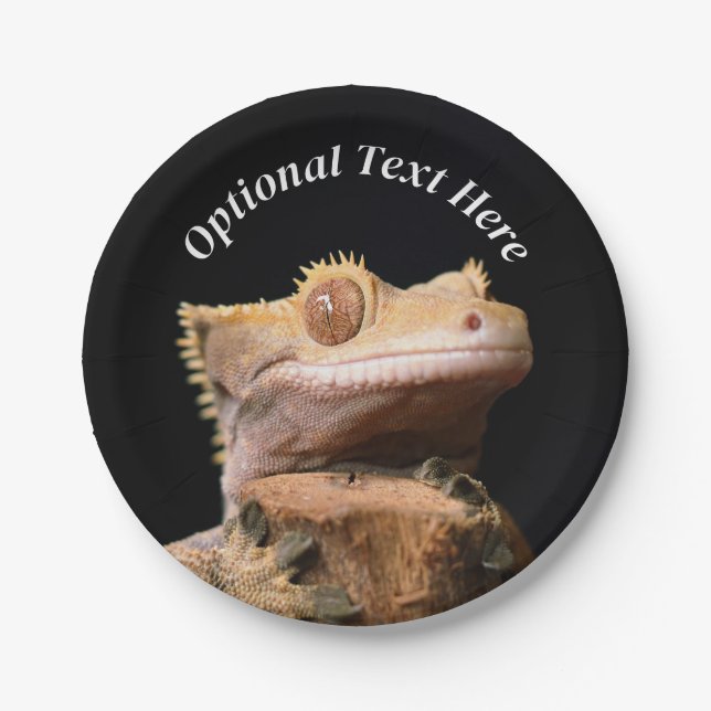 Prato De Papel Crested Gecko Lizard em preto (Frente)