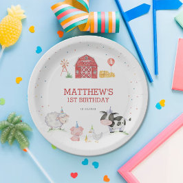 Prato De Papel Criações de Meninos Animais Vermelhos Aniversário