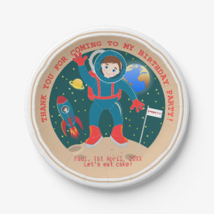 Prato De Papel Criança astronauta na festa de aniversário da lua