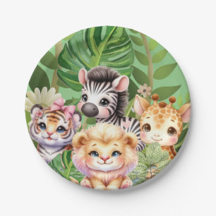 Prato De Papel Criança Selvagem Selva Kawaii Animais