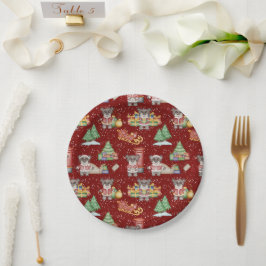 Prato De Papel Crianças Bebidas Festivas Festivas Cuecas de Natal