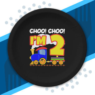 Prato De Papel Crianças Choo Choo Train segundo aniversário Cho