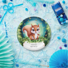 Prato De Papel Crianças Encantadas Aniversário do Esquilo