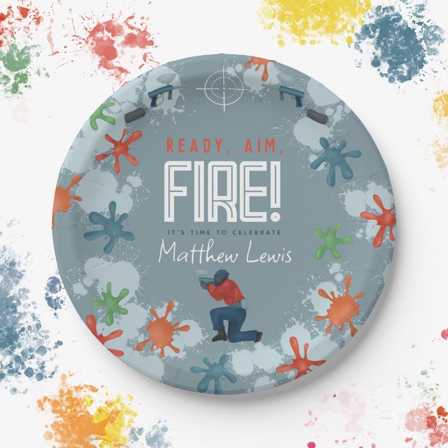 Prato De Papel Crianças, Festa de aniversário de Paintball Boys A (Criador carregado)