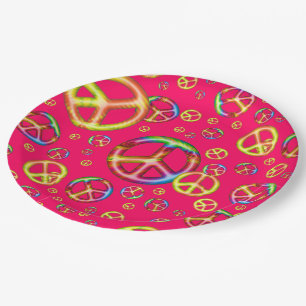 Prato De Papel Crianças Loucas - Chapas de papel, cor-de-rosa, co