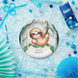 Prato De Papel Crianças Whimsical Sloth Aniversário