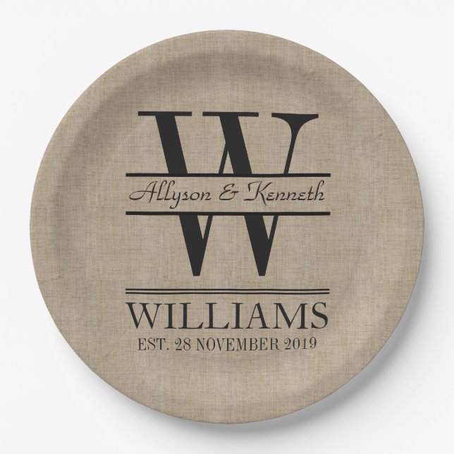 Prato De Papel Crie o seu próprio Monograma de aniversário do log (Frente)