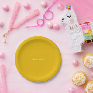 Prato De Papel Crie Seu Próprio Design Amarelo Personalizado