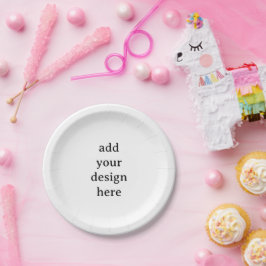 Prato De Papel Crie Seu Próprio Simples Personalizado Redondo 7" 