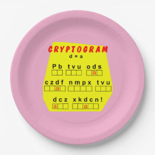 Prato De Papel Criptograma Amarelo