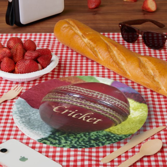 Prato De Papel Críquete: Impressão de Bola de Duro Vermelho (Piquenique)