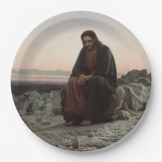 Prato De Papel Cristo na Natureza Selvagem (por Ivan Kramskoi) (Frente)