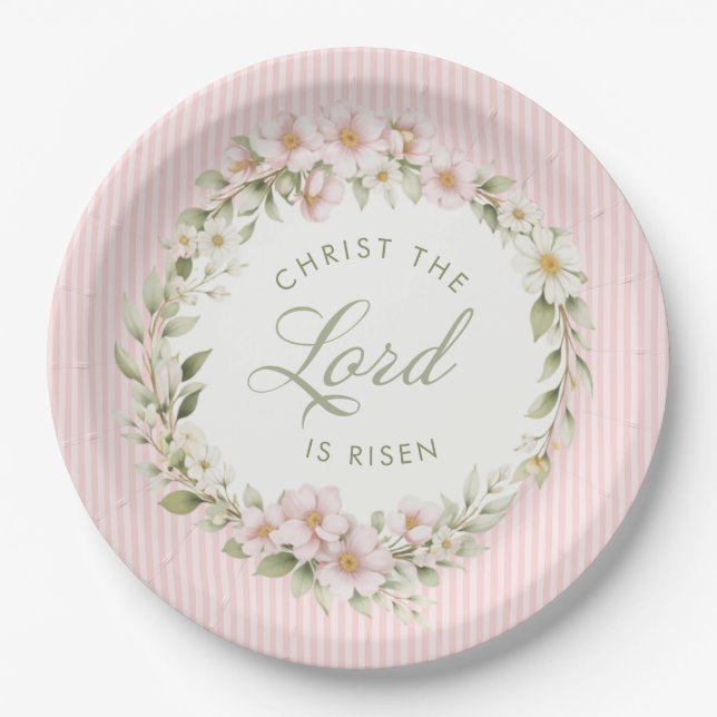 Prato De Papel Cristo, o Senhor Ressuscitou | Flores da Primavera (Frente)