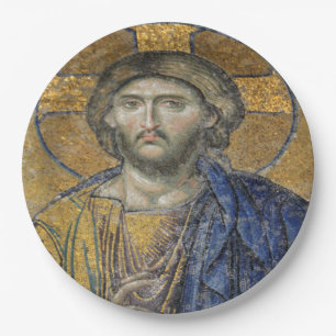 Prato De Papel Cristo Pantocrator Mosiac Icônico Religioso Roman 