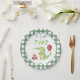 Prato De Papel Crocodilo em Aquarela aniversário de 2 anos