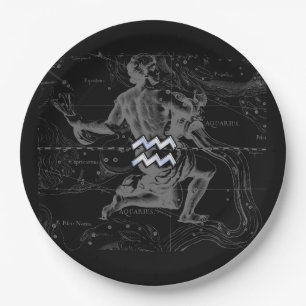 Prato De Papel Cromo como Aquarius Zodiac Sinal em Hevelius 1690