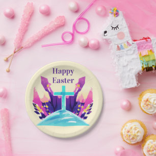 Prato De Papel Cruz de Páscoa Cristã