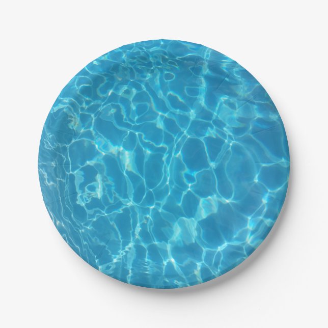 Prato De Papel Crystal Clear Sky Blue Pool Water (Frente)