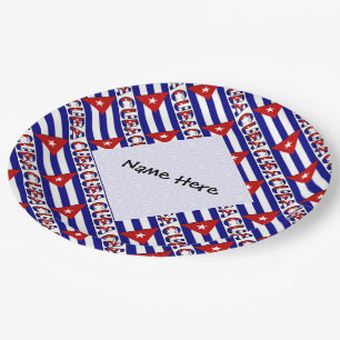 Prato De Papel Cuba Bandeira Cubana Azul Escuro Personalizada 