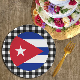 Prato De Papel Cuba Plate, xadrez de búfalo e Bandeira Cubana
