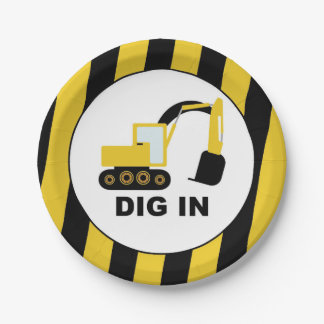 Prato De Papel Cumpleaños infantil excavadoras Dig In