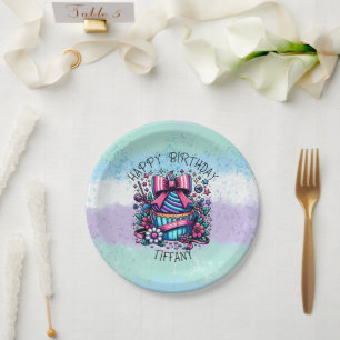 Prato De Papel Cupcake de aniversário personalizado