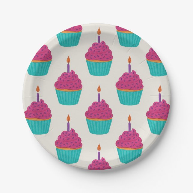 Prato De Papel Cupcake de Aquarela (Frente)