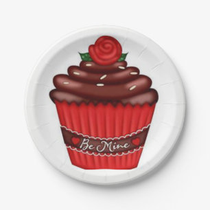 Prato De Papel Cupcake do Dia de os namorados das placas de papel