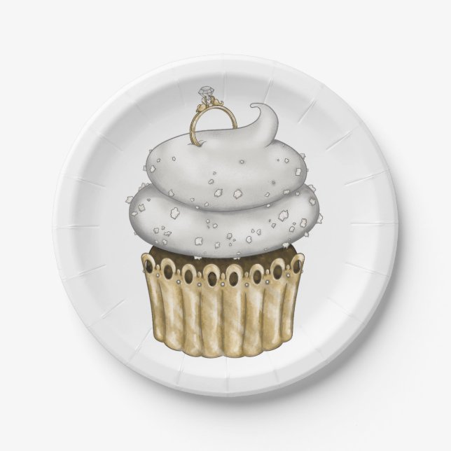 Prato De Papel Cupcake Noivado doce (Frente)
