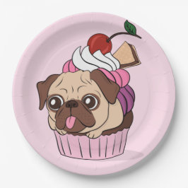Prato De Papel Cupcake Pug