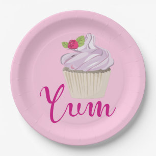Prato De Papel Cupcake Rosa Sonho com Yum Framboesa!
