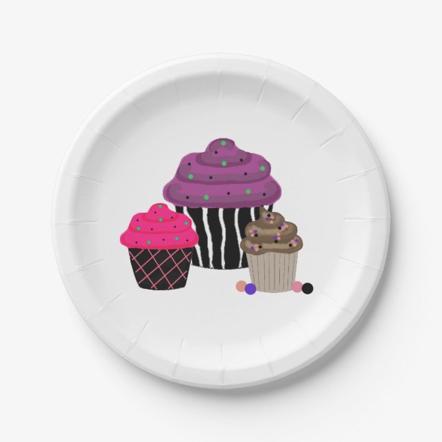 Prato De Papel Cupcakes Elegantes (Frente)