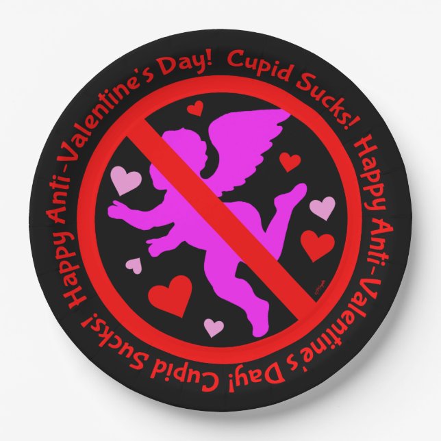 Prato De Papel Cupido é um bom dia anti-Valentim (Frente)