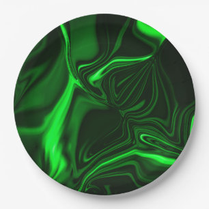 Prato De Papel Curvas ou ondulações metálicas verdes, escuras 