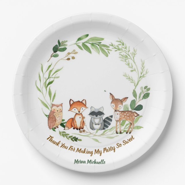 Prato De Papel  custom classic woodland animals design  (Frente)