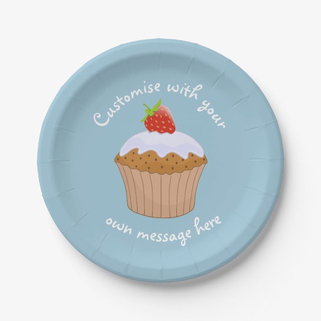 Prato De Papel Custom Cute Strawberry Bun (Frente)