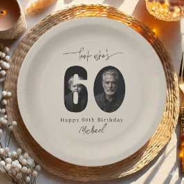 Prato De Papel Custom Look Who’s 60 Birthday Photo Plate