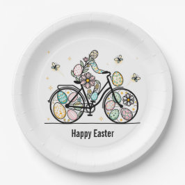 Prato De Papel Custom Name Easter Bicycle Design