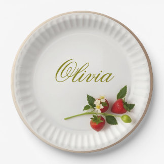 Prato De Papel Custom Strawberry Sprig Flower Foliage Name