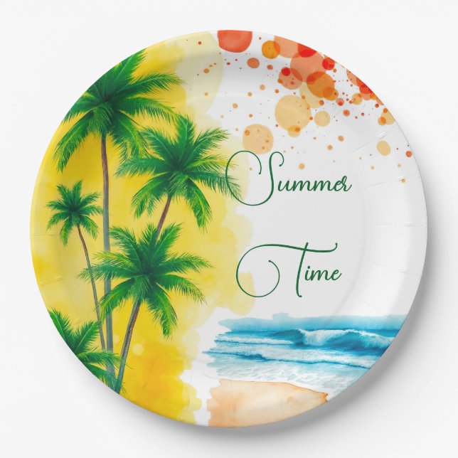 Prato De Papel Custom Summer Party design (Frente)