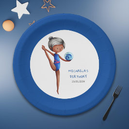 Prato De Papel Cute Black Girl Rhythmic Gymnastics Birthday Party