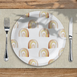 Prato De Papel Cute Boho Arco-Íris Gênero Chá de fraldas neutro