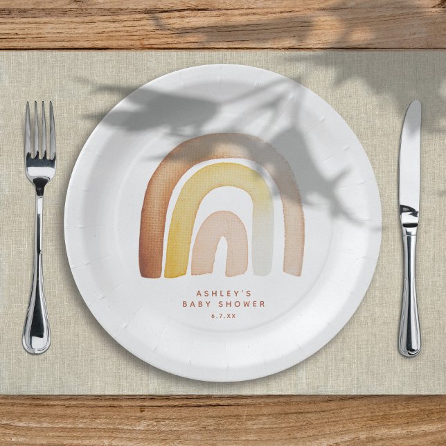 Prato De Papel Cute Boho Arco-Íris Gênero Chá de fraldas neutro (Criador carregado)