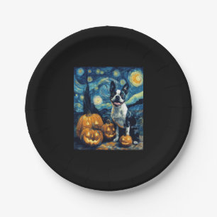 Prato De Papel Cute Boston Terrier Dog Halloween Jack O Lanterna