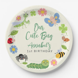Prato De Papel Cute Bug Ladybug Borboleta Crianças 1º Aniversário