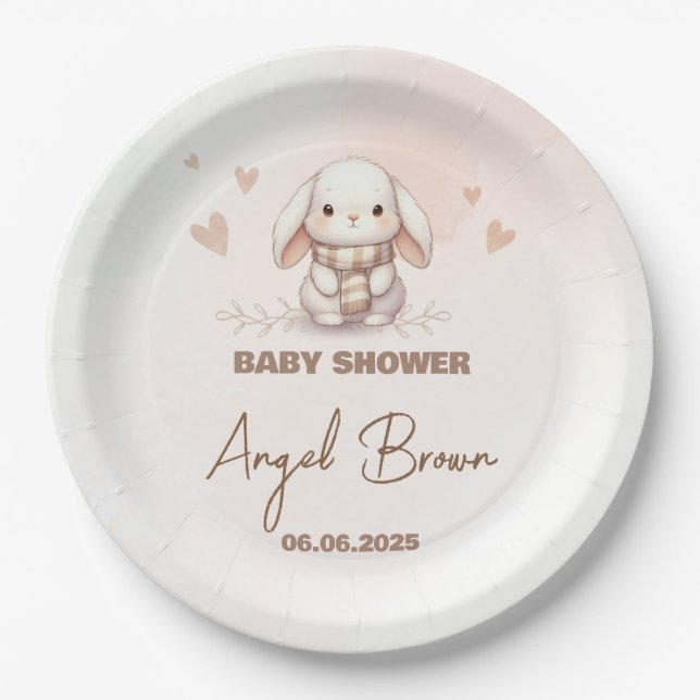 Prato De Papel Cute Bunny Baby Shower Favor Sticker (Frente)