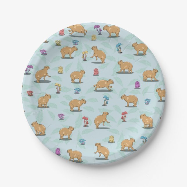 Prato De Papel Cute capybara Pattern (Frente)