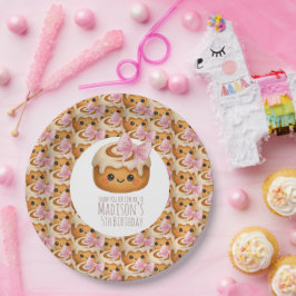 Prato De Papel Cute Cinnamon Roll Bun Girl Birthday Party