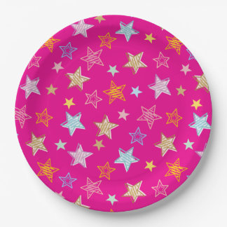 Prato De Papel Cute Colorful Pastel Stars Pattern