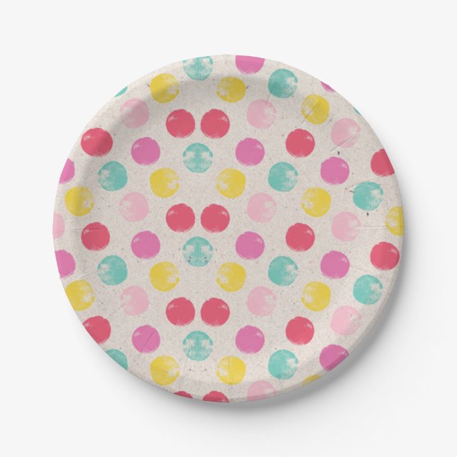 Prato De Papel Cute Colorful Polka Dot Pattern (Frente)